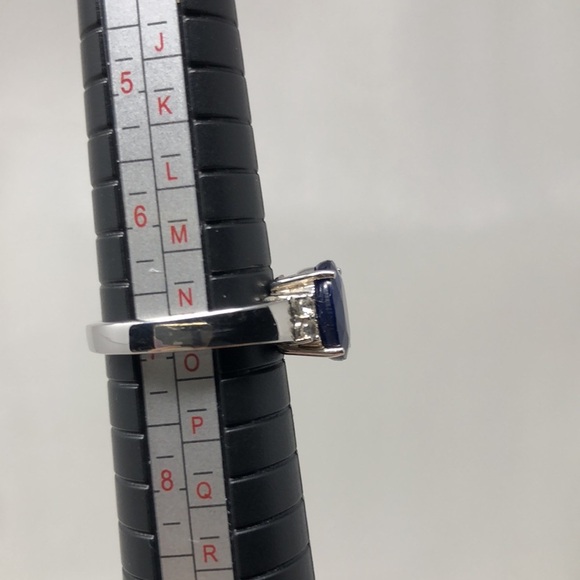 Blue Sapphire Ring Size 7 925 Sterling Silver Secondary Stones Zircons - Picture 12 of 13